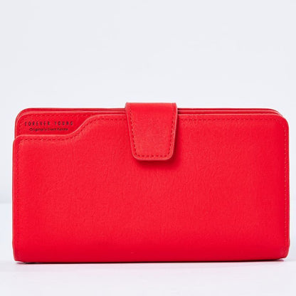 Synthetic Leather Wallet Clutch Purse Red 3Fold Zipper Purse Money Bag Coin 1 PC