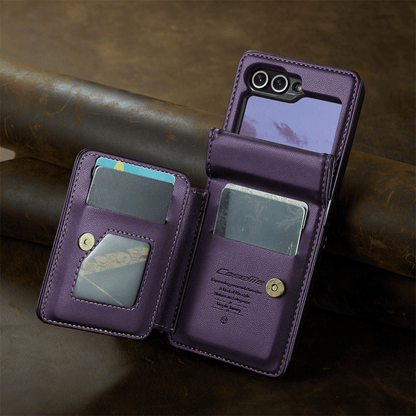 For Samsung Galaxy Z Flip 6 Case with RFID Blocking Card Holder Durable Leather
