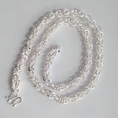 Men's 925 Sterling Solid Silver Necklace Classic Round Faucet Dragon Jewelry
