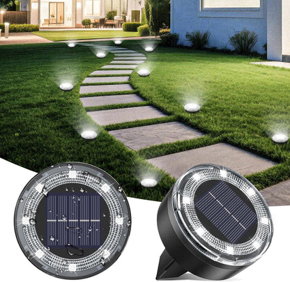 Mini Solar Ground Lights, 2 Pack Solar Lights Outdoor Waterproof, Upgraded LED F