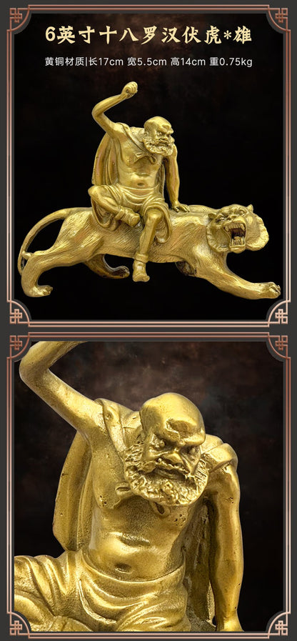1pc Eighteen Bronze Statues of Arhat Descending Dragon Statue Brass Buddha