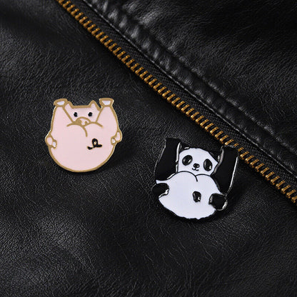 Lovely Black White Panda Enamel Pin Brooch Cartoon Lapel Badge Bag Book Jewelry
