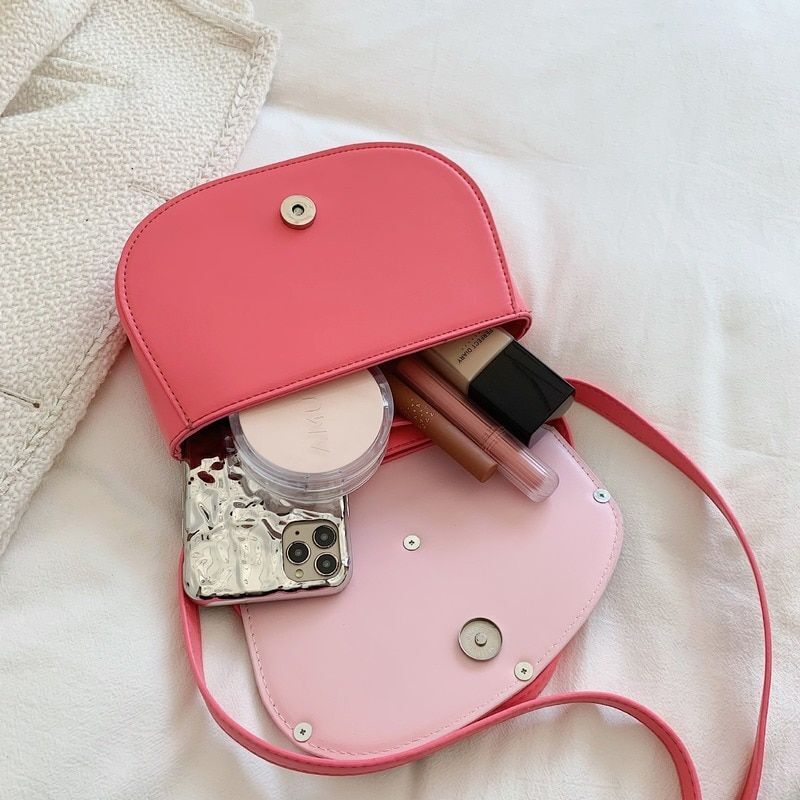 Half Moon Shoulder Bags Pink Stylish Underarm Bag Handbags Purse 19*14*6 CM Pink