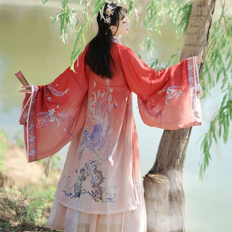 中国汉服加大码女式古代传统印花汉服仙女角色扮演-