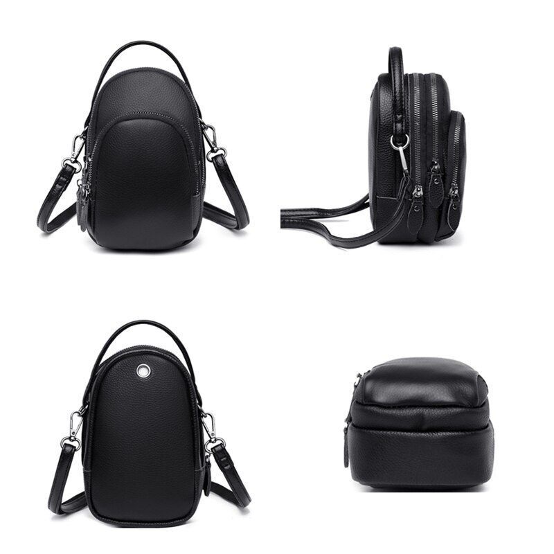 Soft Cowhide Bag 3 Layers Handbag Fashion Genuine Leather Shoulder Crossbody Bag