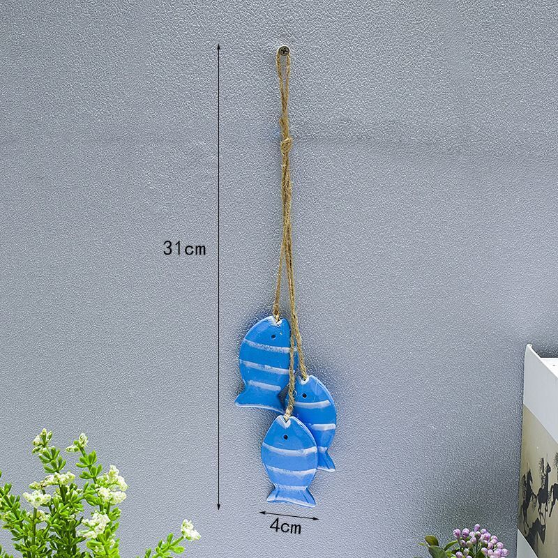 Hanging Decor Wooden Mediterranean Starfish Scallop Fish Pendants Home Ornaments