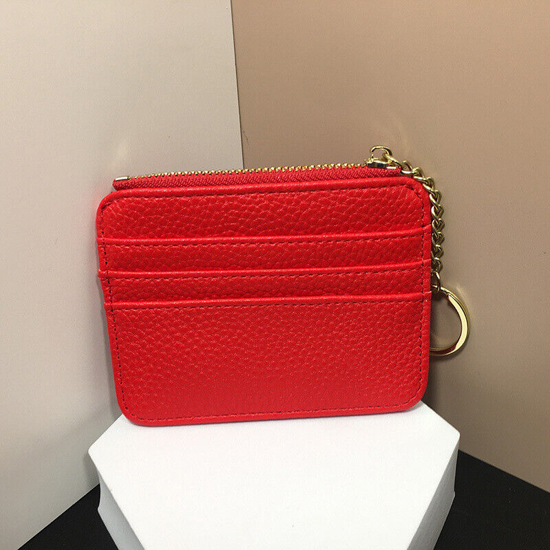 PU Leather Zipper Card Bag ID Card Slot Card Bag Coin Purse Card Case Portable