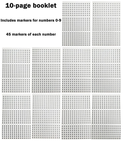 450 Piece Wire Marker Labels - Includes Numbers 0 through 9 (WMB-0200)