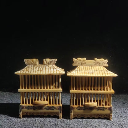 Unique Bone Carved Cricket Cage Grasshopper Small Animal Pet House Pet Collect