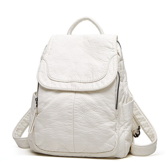 Soft Lambskin Leather Women's Backpack Shoulder School Bag Retro Travel Bags