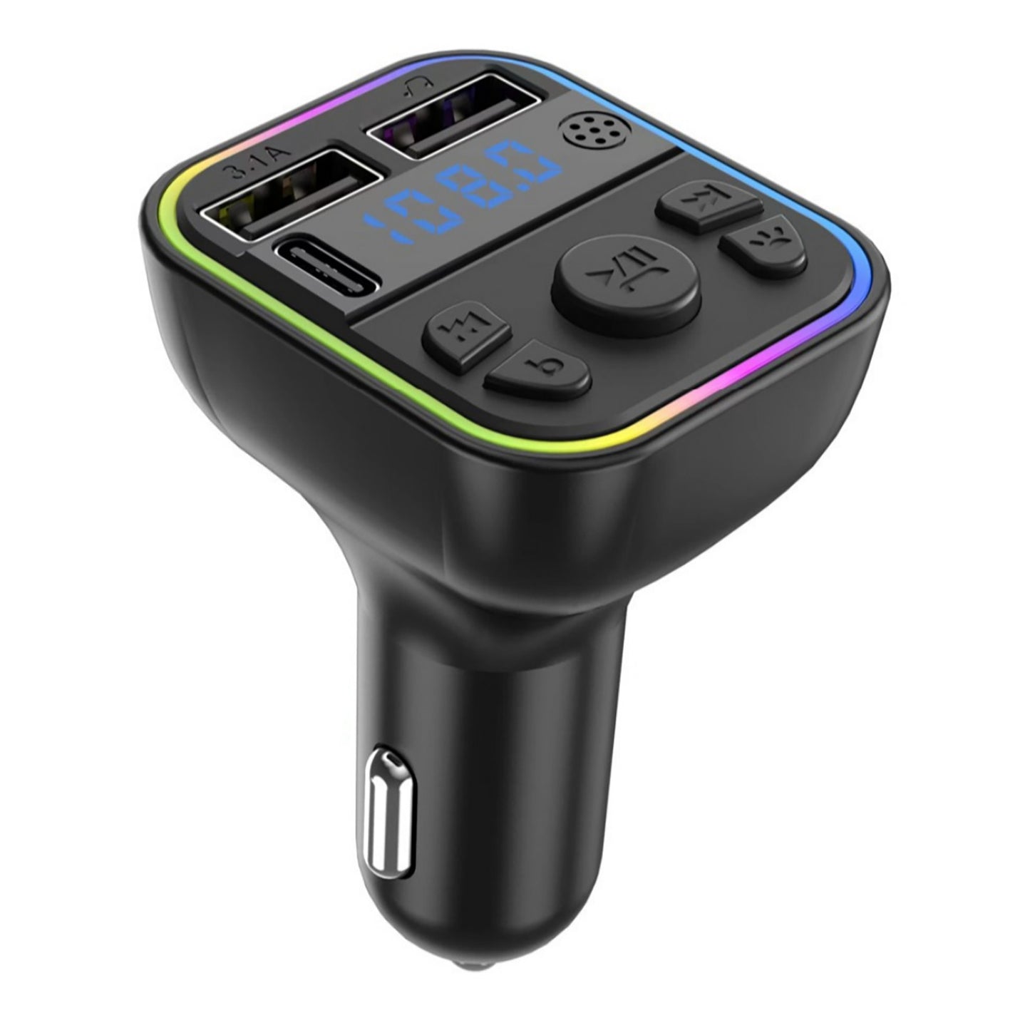 Car FM Transmitter Adapter Type-C Dual USB Fast Charger Handsfree 12V-24V