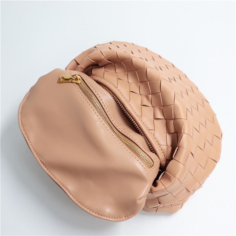 Genuine Leather Pleated Bag Weaving Handbags Shoulder Messenger Bag 24*12*21 CM