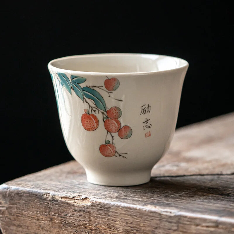 1PC Handmade Tea Cup Hand Painted Ceramic Tea Bowl Chinese Porcelain Tea Set
