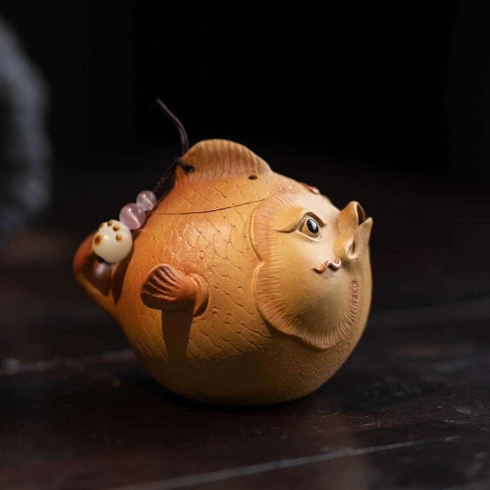Full Handmade Tea Pot Fish Design China Yixing Zisha Duan Clay Master Pot 130ml