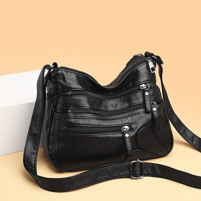 Women Shoulder Bag Leather Messenger Bag Flower Patchwork Leather Purse Handbag