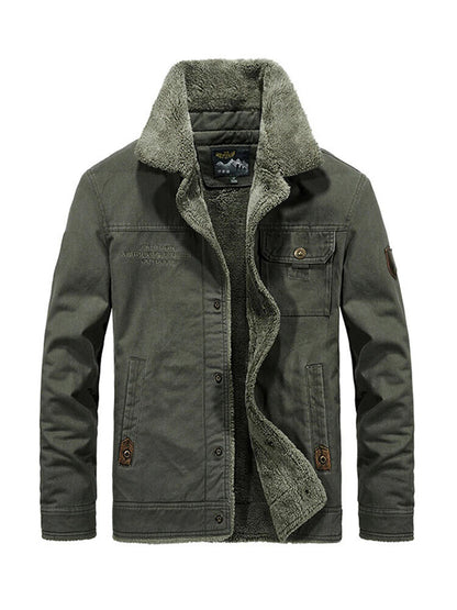 Thicken Jacket Man Warm Turndown Coats Men Solid Long Sleeves Outwears