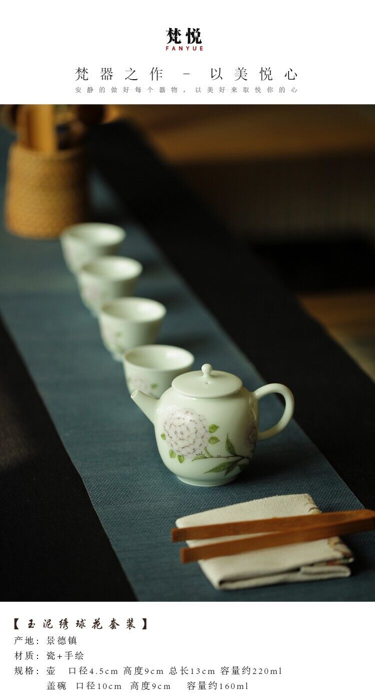 5-piece set China Jingdezhen Master Tea Cup Beauty Hydrangea Ceramic Cup-