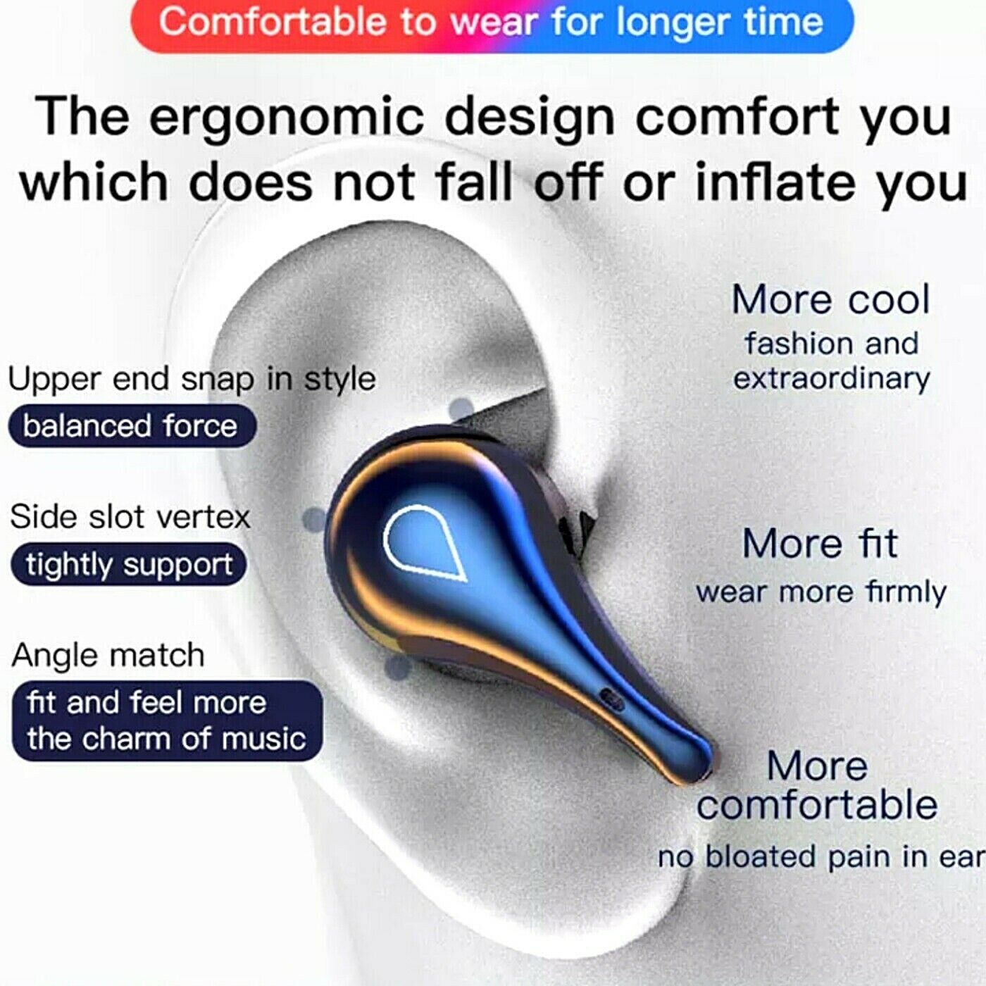Bluetooth 5.0 Earbuds Wireless Earphones TWS Stereo Deep Bass in-Ear Headphones