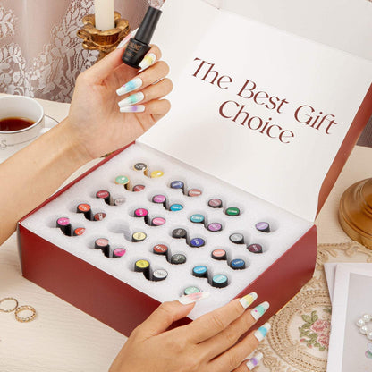 Gel Nail Polish Set with Base & Top Coat - ROSALIND 38PCS