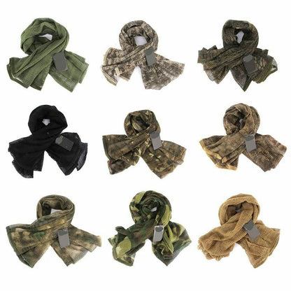 Camouflage Tactical Mesh Scarf Face Veil Camo Airsoft Hunting Cycling bandana