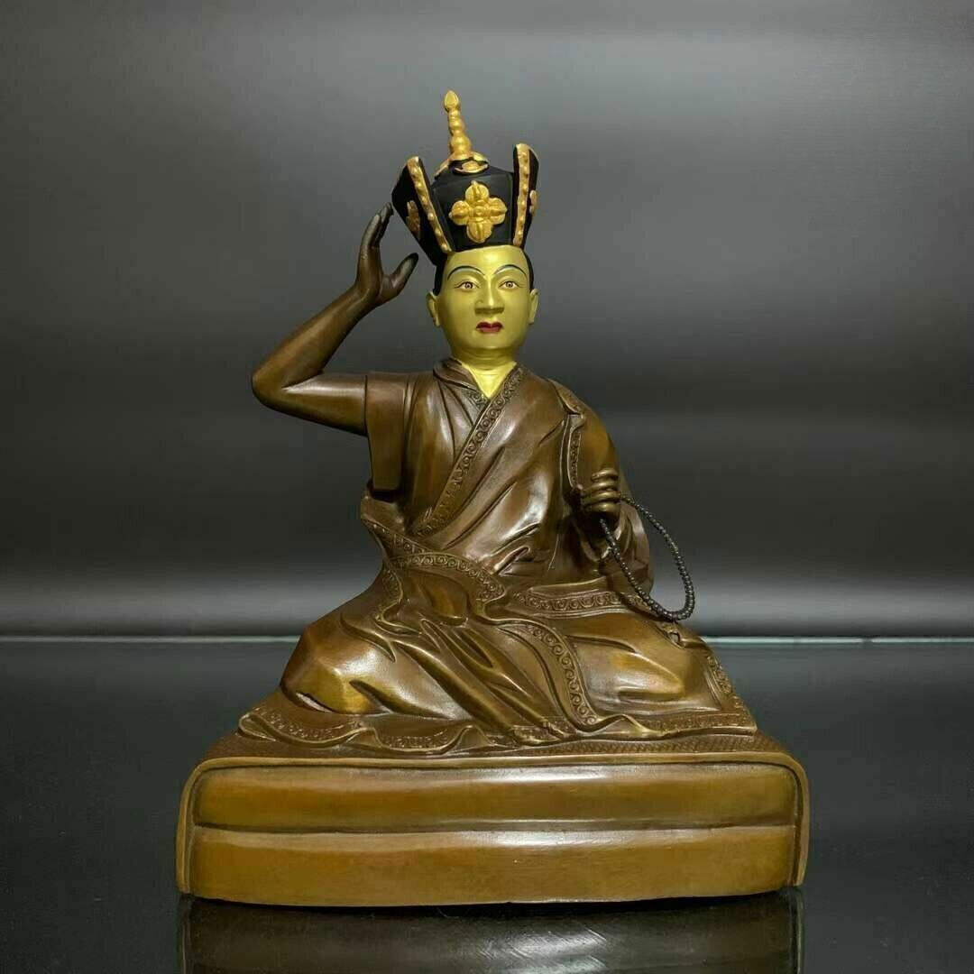 Tibetan Buddhism 16th Karmapa Bronze 24k Gilt Statue 20cm Tall