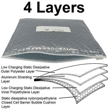 50 Pack 9" x 12" Resealable Cushioned Static Shielding Bags, Lightweight ESD