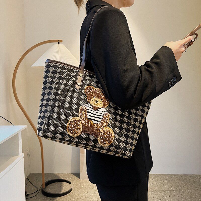 Cartoon Bear Shoulder Bag Large Handbag Tote Bag Luxury Purse 40*25*12 CM 0.3 KG