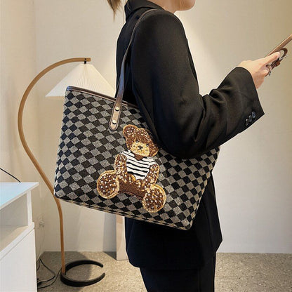 Cartoon Bear Shoulder Bag Large Handbag Tote Bag Luxury Purse 40*25*12 CM 0.3 KG