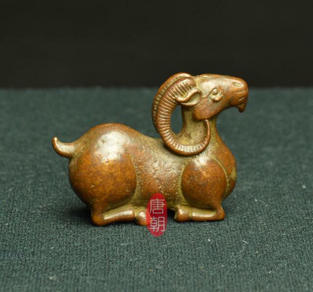 5cm Chinese Collection Antique Sheep Sculpture Tea Pet Fengshui Statue Decor