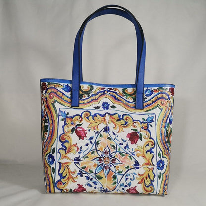 Floral Traveling Shoulder Bag Textured Leather Shopper Large Bag Women Handbags