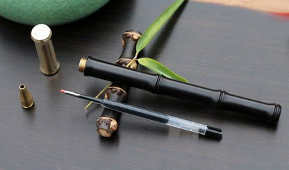 Ebony Wood Brass Ball Point Pen Bamboo Shaped Personal Gift