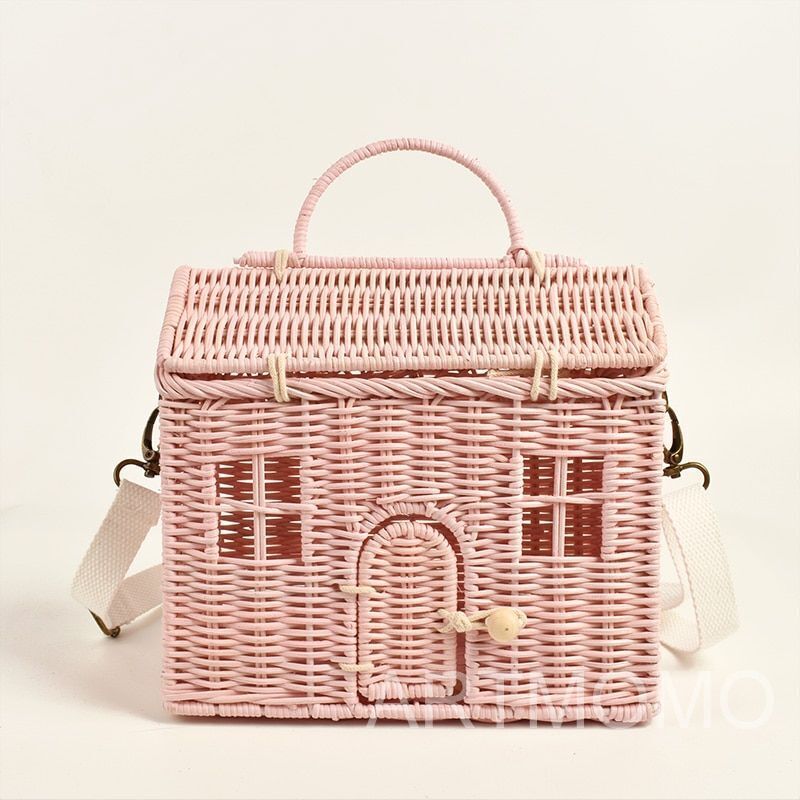 Handmade Handbags Woven Shoulder Crossbody Bag Summer Beach Straw Travel Bag 1PC