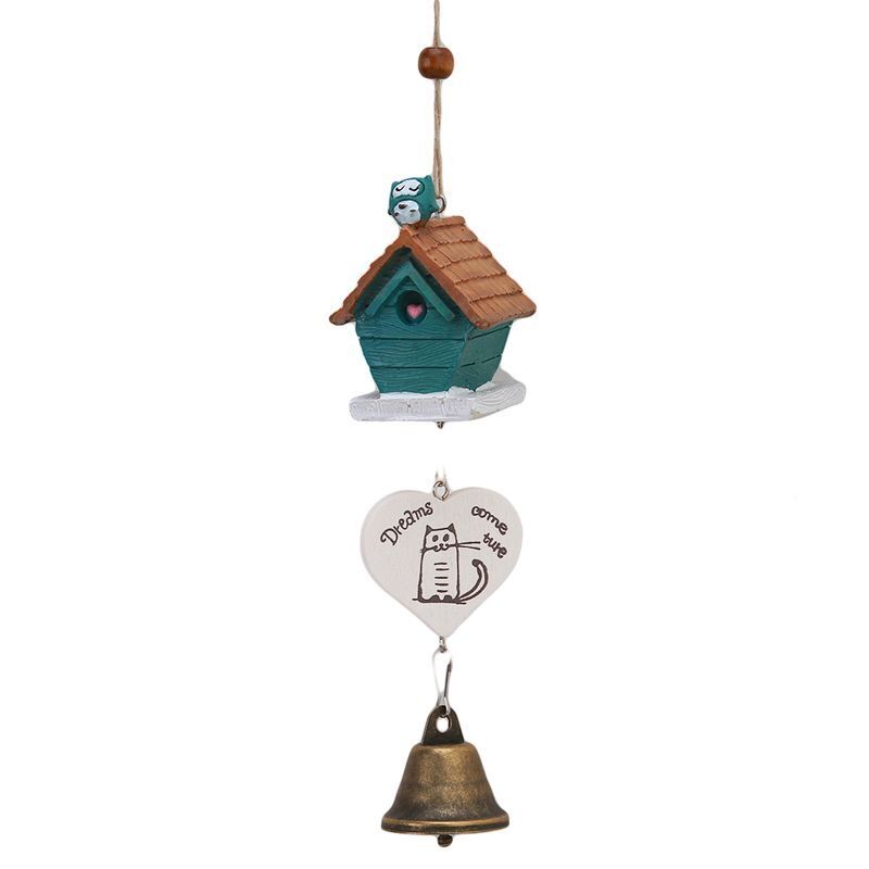 Home Garden Ornaments Resin Metal Bird House Cage Wind Chimes Baby Children Gift