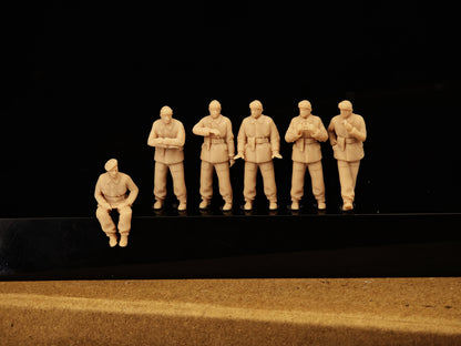 1/72 1/64 1/87 WWII French Tank Trooper 6-Persons Unpainted Model Ornament