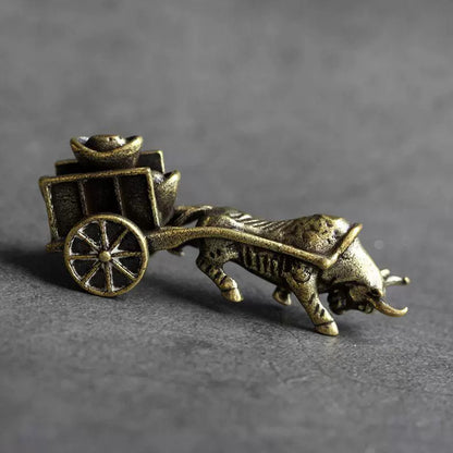 Retro Ornaments Bull Pull Ingot Cart Zodiac Folk Crafts Desktop Tea Pet Gifts