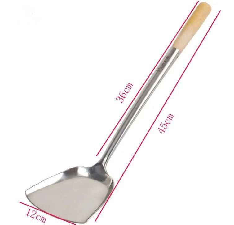 Kitchen Cooking Utensils Stainless Steel Wood Handle Big Long Spatula Soup Spoon