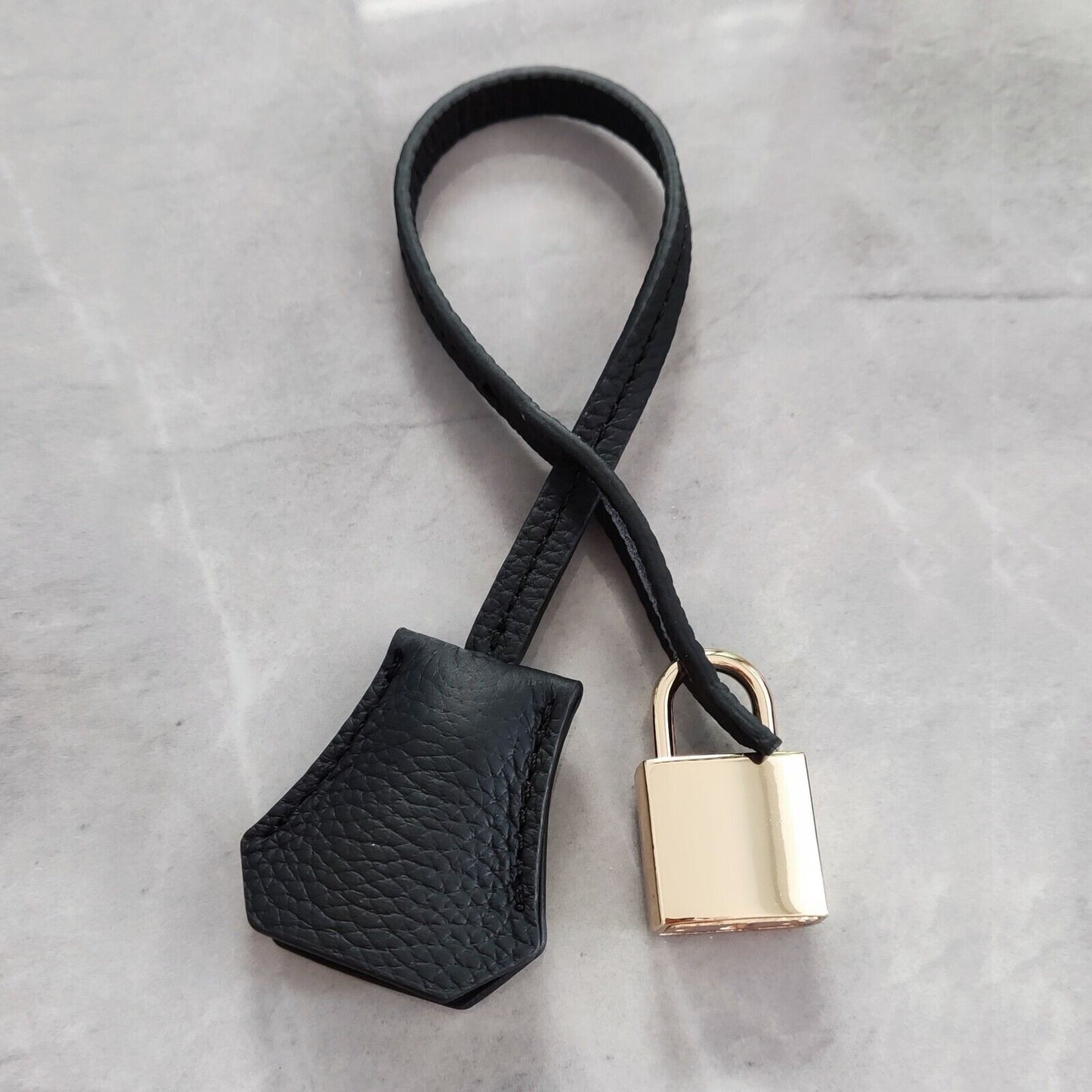 Real Cowhide Leather Clochette Bag Charm Gold/ Silver Padlock & Key for Handbags