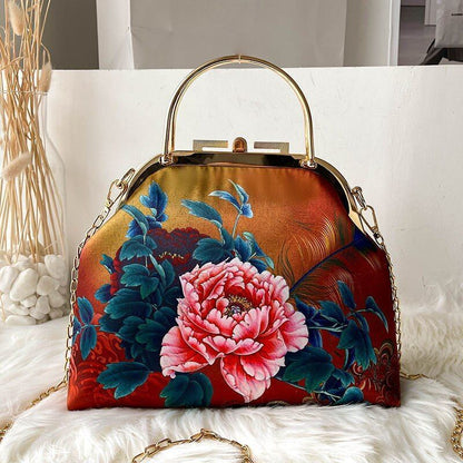 Shoulder Crossbody Bag Spring Flowers Bags Lock Shell Purse Vintage Bag Handbags