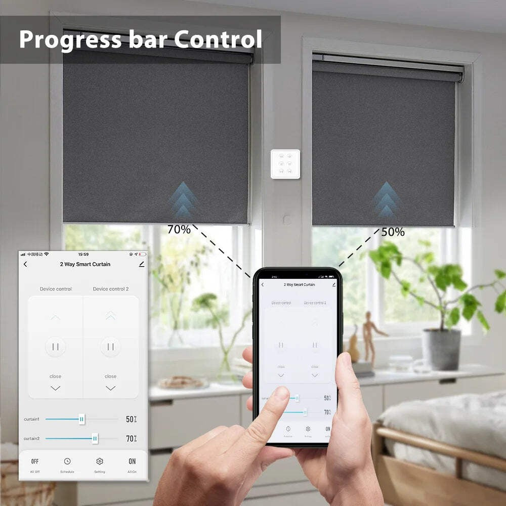 WiFi Double Curtain Switch EU Smart Blind Control
