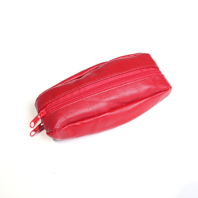 Unisex Soft Real Leather Pouch Coins Keys Money Holder 2 Ways Zips Wallet Purse