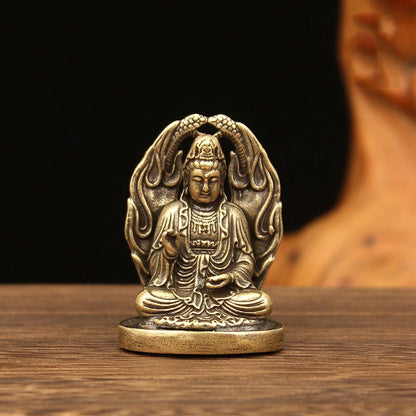 Antique Brass Small Portable Safety Buddha Pocket Buddha Bronze Pendant