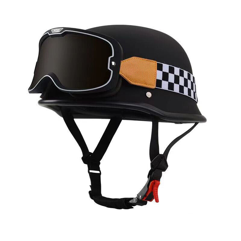 Men Women German Motorcycle Half Helmet Vintage Motorcycle Helmet with Goggles