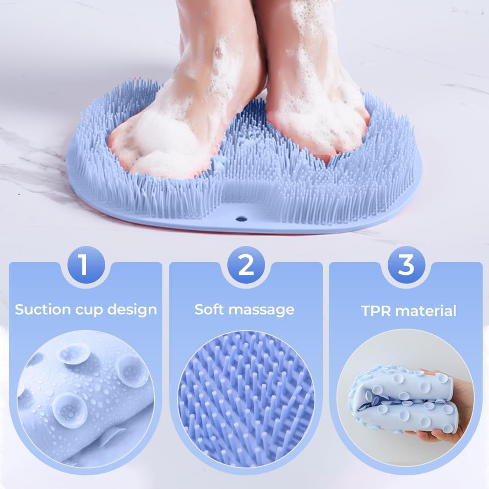 Foot Back Scrubber Exfoliating Silicone Massager Pad Cleaning Mat Bath Shower