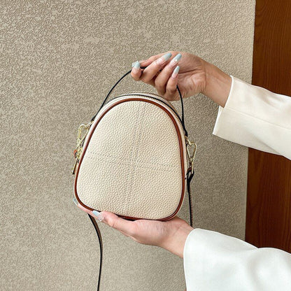 Genuine Leather Small Shoulder Bag Crossbody Handbag Shell Purse Polyester Blue