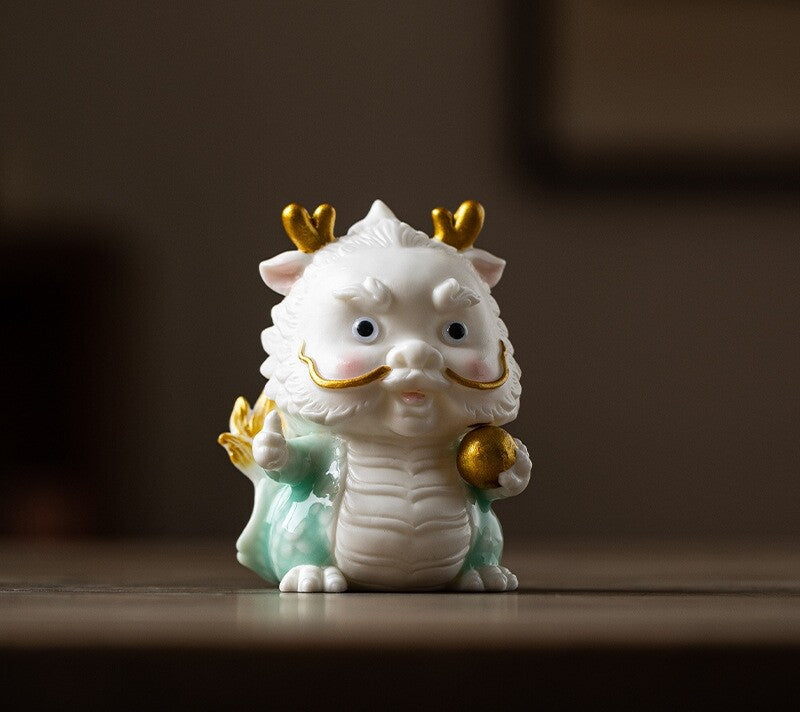 Mascot Statue Dragon Handmade Artware Porcelain Tea Pet House Warming Gift Small