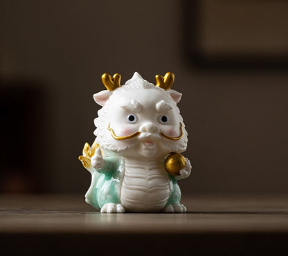 Mascot Statue Dragon Handmade Artware Porcelain Tea Pet House Warming Gift Small