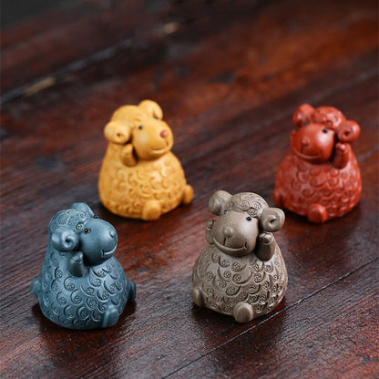 One Sheep Handmade Tea Pet Mascot Wealth Bring Tea Play Yixing Zisha Ornament