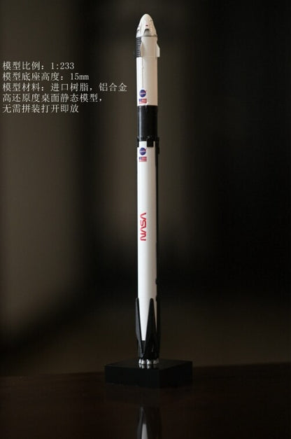 1:233 29CM SpaceX Falcon 9 Crew Dragon Elon Musk Rocket ABS Resin Diecast Model