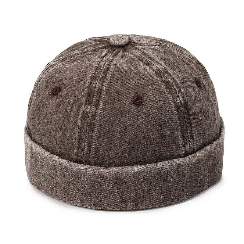 Men's Retro Brimless Hat Skull cap Sailor Cap Beanie Rolled Cuff Adjustable*