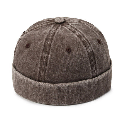 Men's Retro Brimless Hat Skull cap Sailor Cap Beanie Rolled Cuff Adjustable*